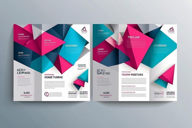 Photo abstract triangle brochure flyer design vector template in a4 size