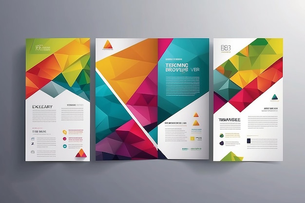 Photo abstract triangle brochure flyer design vector template in a4 size