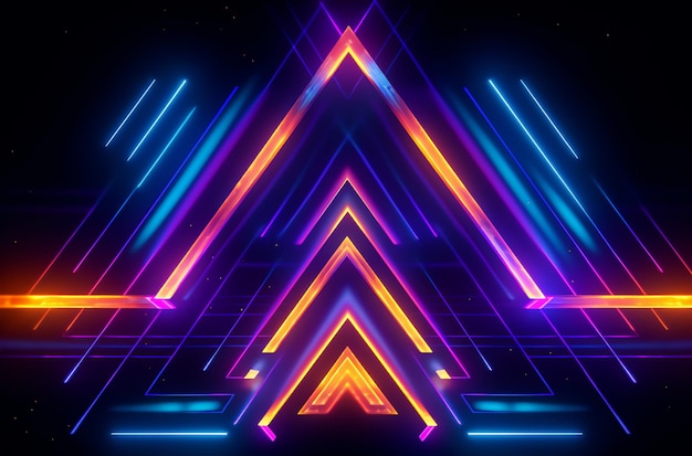 Абстрактный треугольник неоновый свет фон дизайн