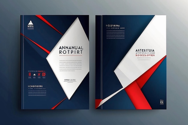 Photo abstract triangle with dark blue and red and white background a4 size book cover