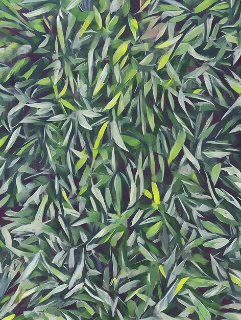 abstract tropical green leaves painting of lush green foliage with a soft painterly texture