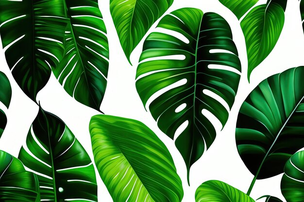 Abstract tropical green leaves pattern lush foliage houseplant dumb cane or dieffenbachia the tropi