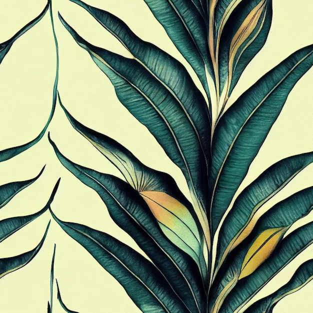 Абстрактные тропические листья бесшовный фон Generative ai