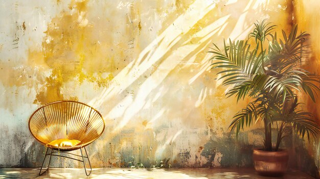 Abstract Tropical Watercolor Background Artistic Summer Design with Palm Trees Modern Room Decor Concept