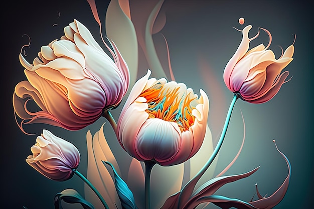 Abstract tulips Luxurious artistic flowers AI