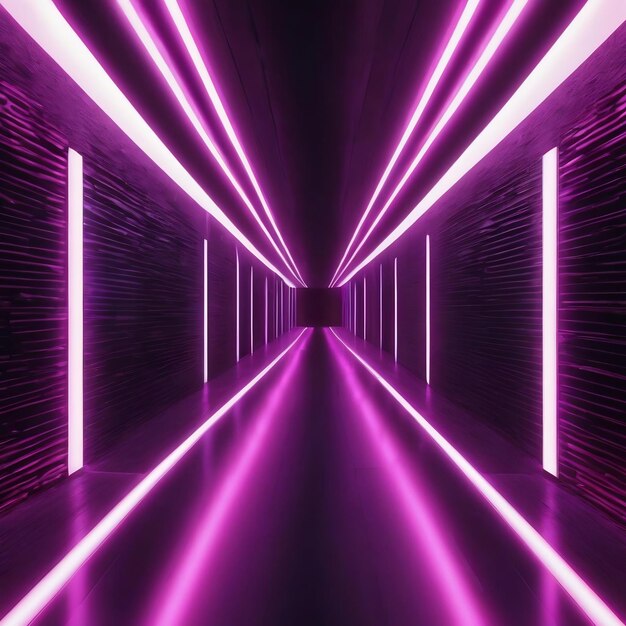 Abstract tunnel corridor with rays of light and new highlights abstract background neon scene