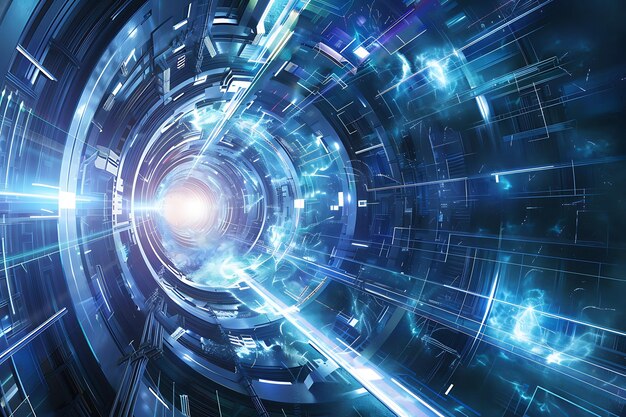 Photo abstract tunnel of light futuristic technology background