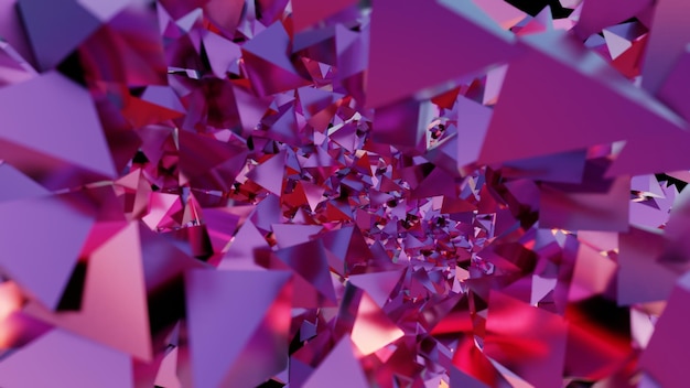 Abstract Tunnel van levendige paarse en roze geometrische vormen