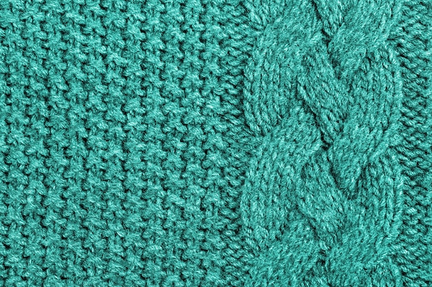 Abstract turquoise colored knitted wool background