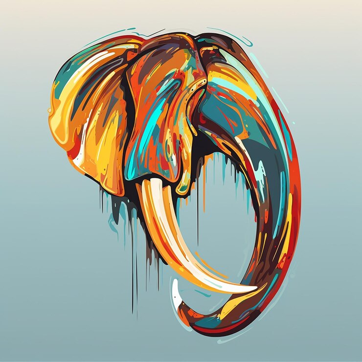Photo abstract tusk from multicolored paints artistic and colorful drawing