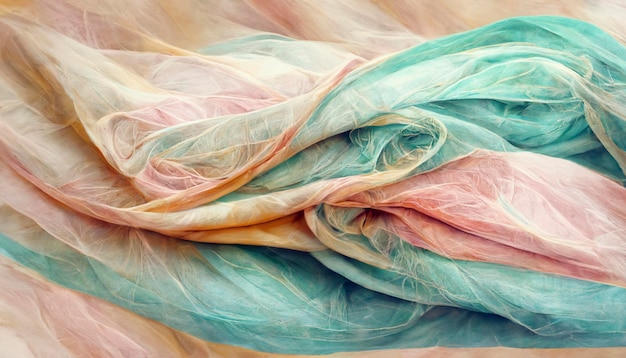 Abstract twirling cloth in pastel colours as background