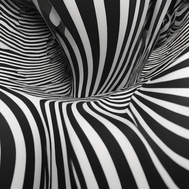 Photo abstract twisted black and white background optical illusion of distorted surface twisted stripes st