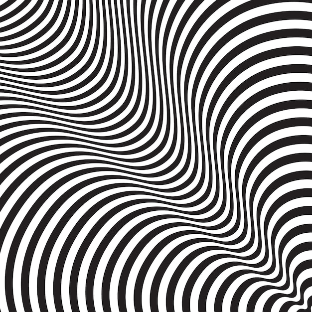 Абстрактный скрученный черно-белый фон Оптическая иллюзия искаженной поверхности Скрученные полосы