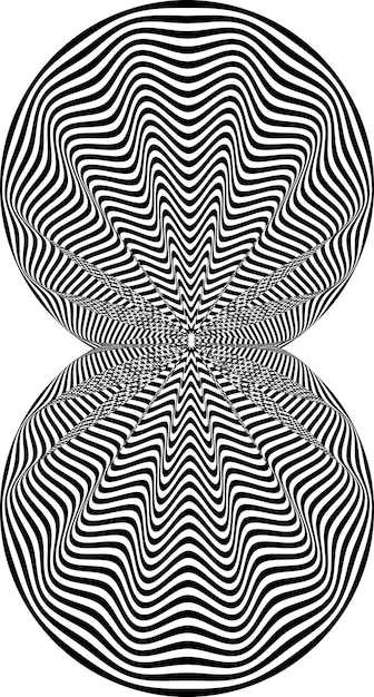 Abstract twisted black and white shape Optical illusion of distorted surface Twisted rounded stripes