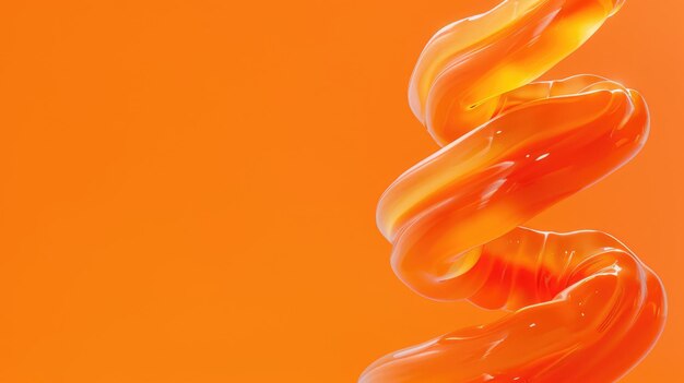 Photo abstract twisted orange ribbon against background