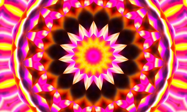 Abstract ultra pink background, Bougainvillea tropical flowers with kaleidoscope effect, mandala floral pattern.