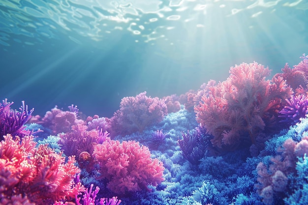 Abstract underwater scene with colorful coral reef