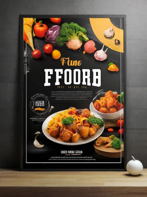 Photo abstract unique restaurant flyer template