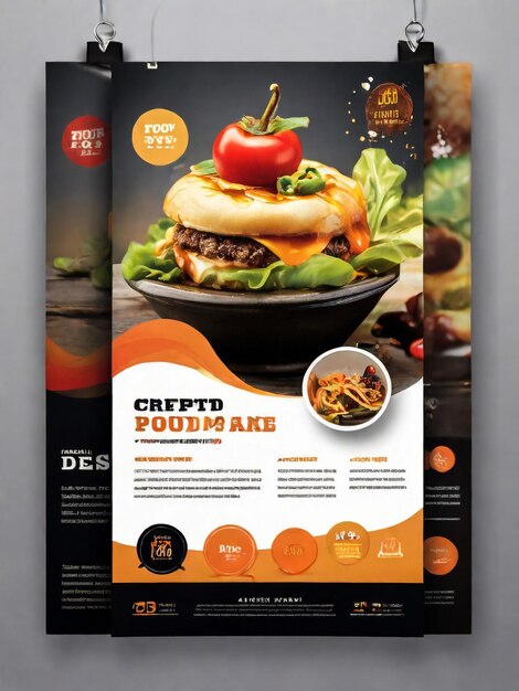 Photo abstract unique restaurant flyer template