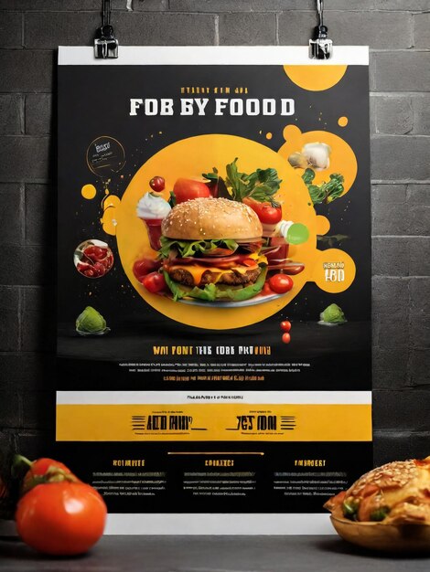 Photo abstract unique restaurant flyer template