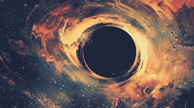 추상적인 우주: 인쇄 가능한 예술에 완벽한 블랙홀으로 우주 깊이를 탐구합니다.