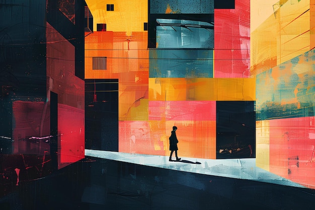 Abstract Urban art walking person silhouette