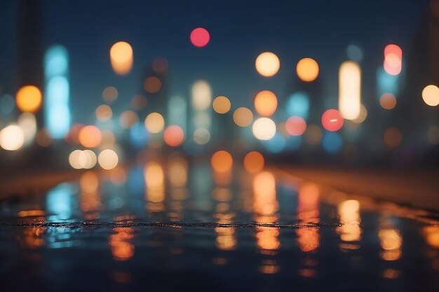 Abstract urban night light bokeh defocused background