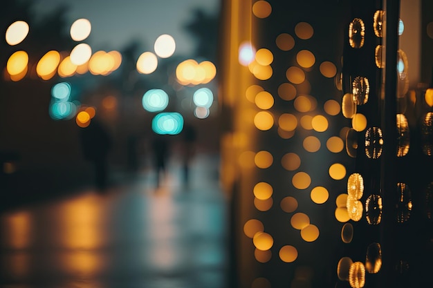 Abstract urban night light bokeh defocused background