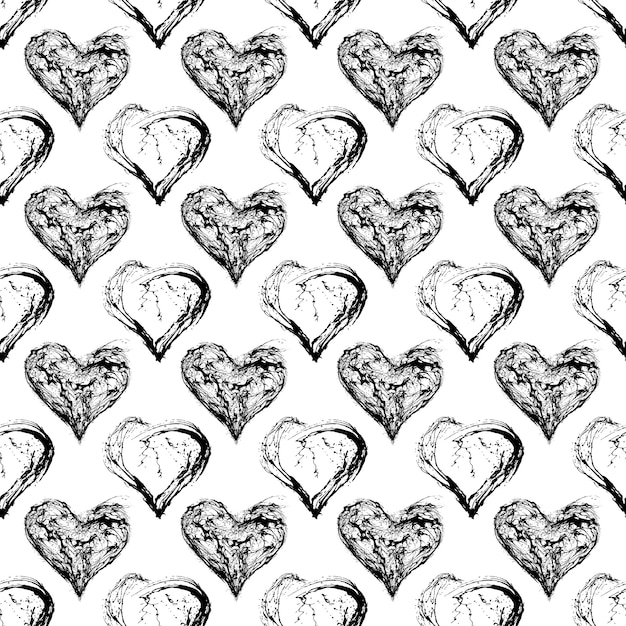 Photo abstract valentine heart seamless pattern. grunge splash draw paint