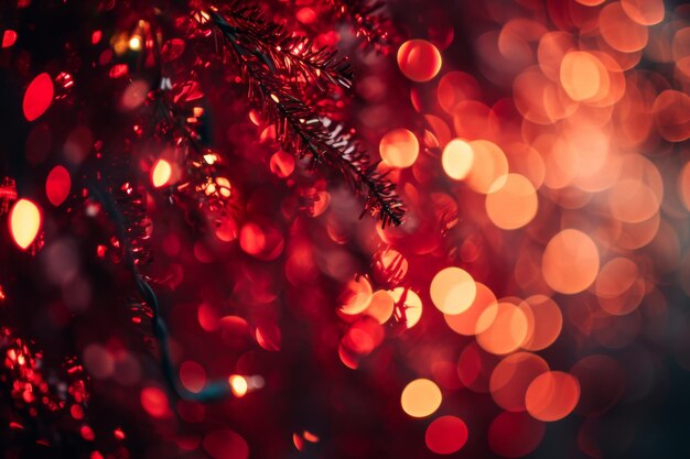 Photo abstract valentine red glitter bokeh vintage lights happy holiday new year defocused christmas lights defocused background ai generated