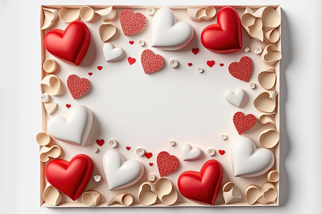 抽象的なバレンタインデーのグリーティング カード モックアップ 創造的な愛のバナー デジタル イラスト AI