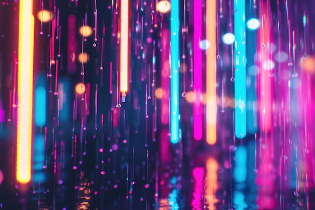 Abstract van heldere digitale regen van verticale kleurrijke lijnen Generatieve AI
