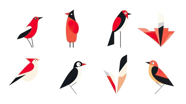 abstract various geometric birds