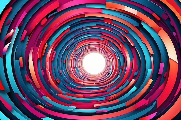 Abstract vector background bright infinite tunnel of glowing segments