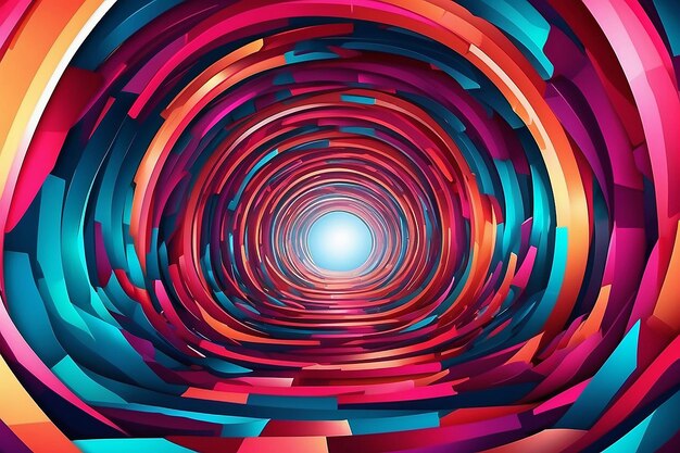 Abstract vector background bright infinite tunnel of glowing segments