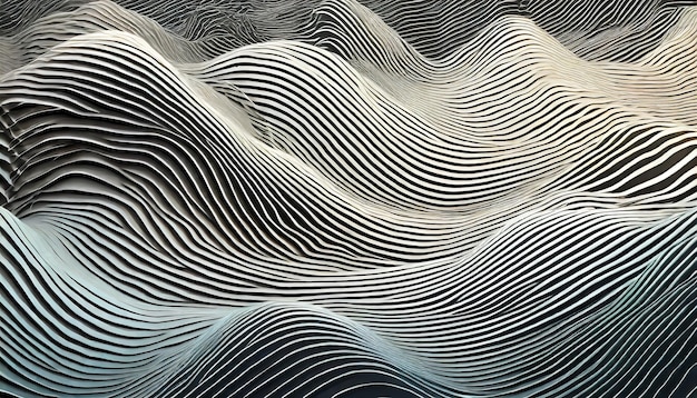 Abstract vector background of waves 3d optical illusion line art