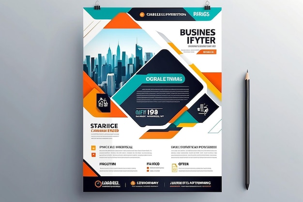 Photo abstract vector business flyer template