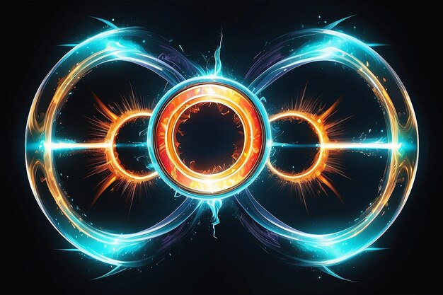 Photo abstract vector design of two colored energy ringmagic portal