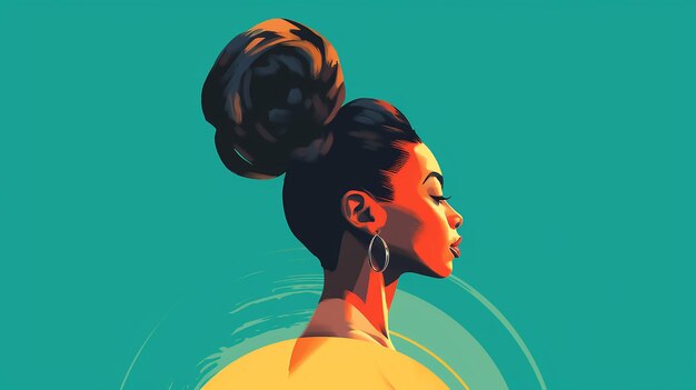 Abstract vector illustration of a black woman with traditional updo buns hairstyle