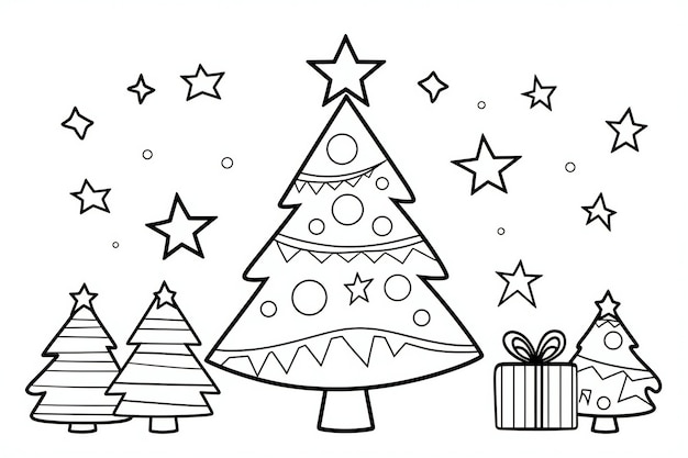 Abstract Vector Illustration Holiday Christmas Tree Scene