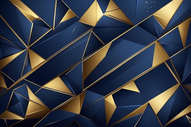 Abstract veelhoekig patroon luxe donkerblauw met gouden achtergrond Illustratie vector