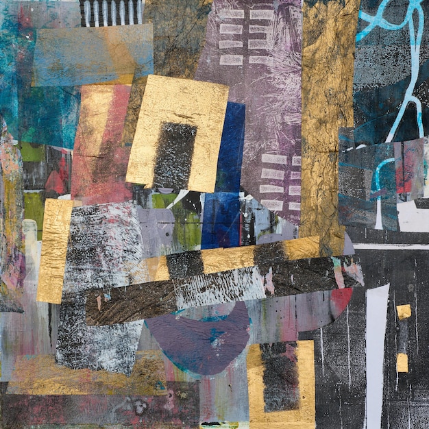 Abstract veelkleurig schilderij met grunge textuur op doek Kunstwerk mix penseelstreek splash kleur en olie acrylverf element Moderne hedendaagse kunst voor behang achtergrond