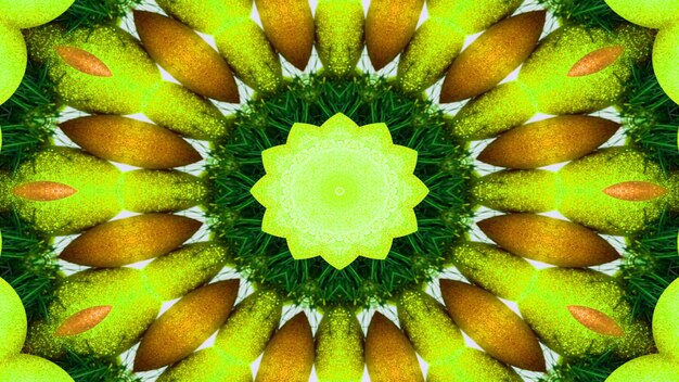 Abstract Vegetable Food Concept Symmetric Pattern Ornamental Decorative Kaleidoscope Movement Geometric Circle and Star Shapes