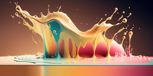 ABSTRACT VERF SPLASH VLOEIBAAR BEHANG MET PASTELKLEUREN