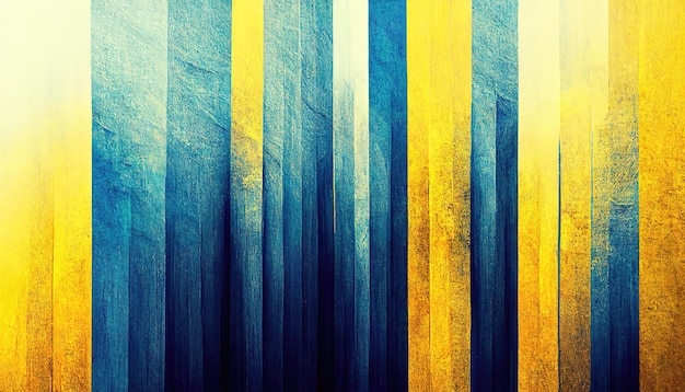 Abstract verticaal lijnenbehang met blauwe en gele kleuren