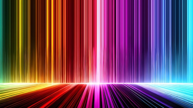 Abstract vertical line background with rainbow colorful spectrum Bright neon rays and glowing lines