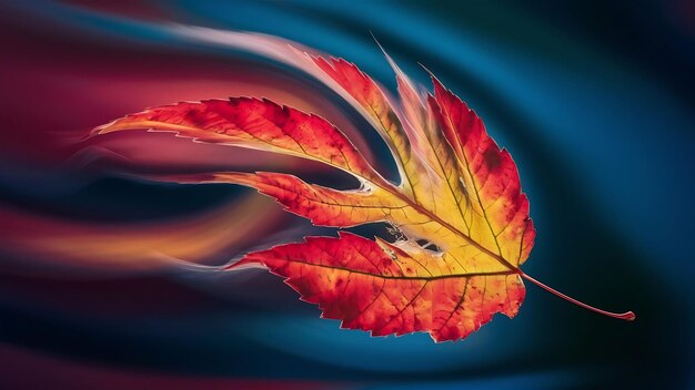 Abstract vibrant colored autumn leaf