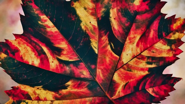 Abstract vibrant colored autumn leaf