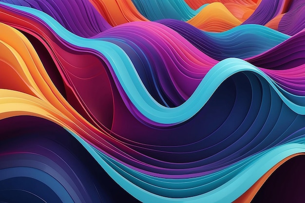 Abstract vibrant colors wavy flow 3d rendered illustration background scifi futuristic background