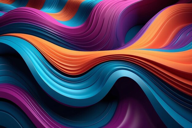 Abstract vibrant colors wavy flow 3d rendered illustration background scifi futuristic background